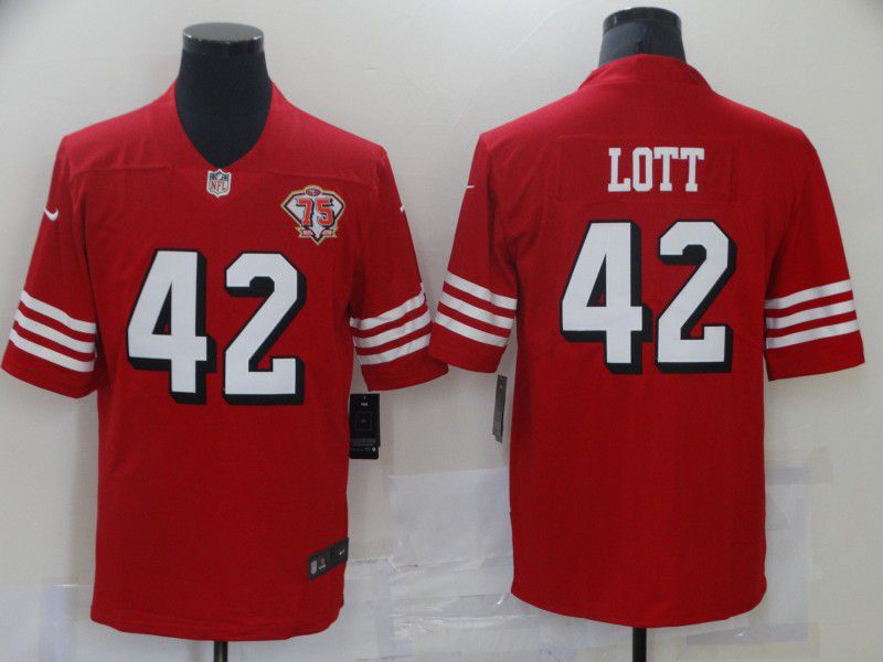 Men San Francisco 49ers #42 Lott Red 75th Nike Vapor Untouchable Limited 2021 NFL Jersey